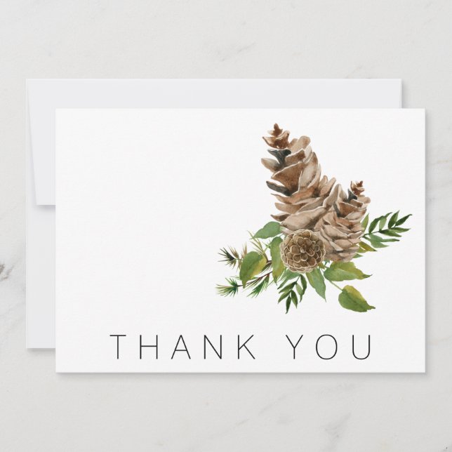 Tarjeta De Agradecimiento Cones de pino y funeral de oliage gracias (Anverso)