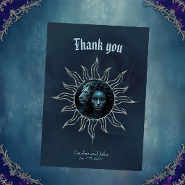 Tarjeta De Agradecimiento Conexión mística, mujer mística y el león.