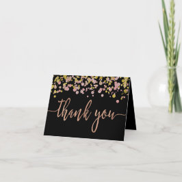 Tarjeta De Agradecimiento Confeti Brillo Resplandor Rosa Dorado Agradecimien