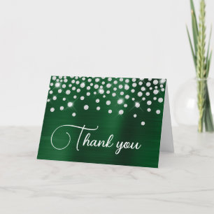 Tarjeta De Agradecimiento Confeti de Diamante de Hoja Verde Oscuro Cumpleaño