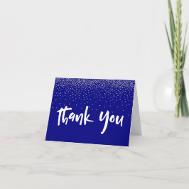 Tarjeta De Agradecimiento Confeti de Plata Sobre Tipografía 1 Gracias en Azu