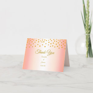 Tarjeta De Agradecimiento Confeti dorado en boda de oro rosa
