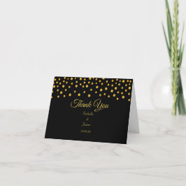 Tarjeta De Agradecimiento Confeti dorado en boda en blanco y negro