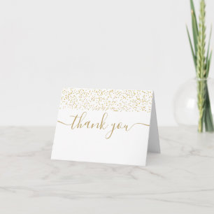 Tarjeta De Agradecimiento Confeti Dorado Escritura Moderna Elegante