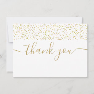 Tarjeta De Agradecimiento Confeti Dorado Moderno Script Elegante