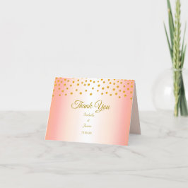 Tarjeta De Agradecimiento Confeti dorado sobre boda de oro rosa