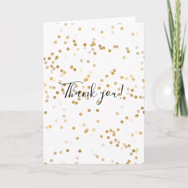 Tarjeta De Agradecimiento Confeti Glam de Oro (Anverso)