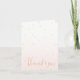 Tarjeta De Agradecimiento Confetti de oro rosa Rubor Sparkle Ombre