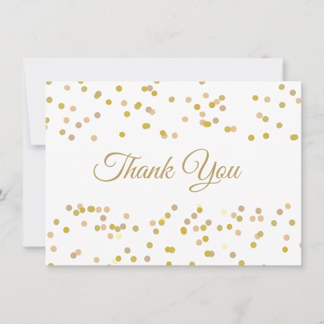 Tarjeta De Agradecimiento Confetti de polvo de oro Gracias (Anverso)