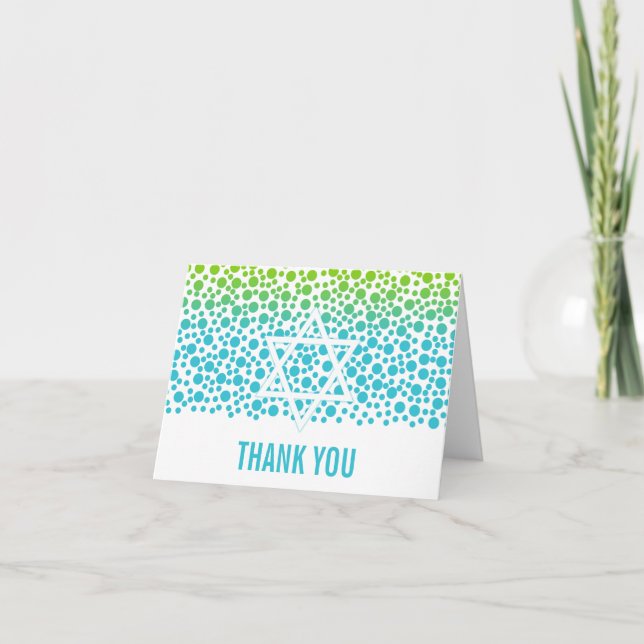Tarjeta De Agradecimiento Confetti Dots Verde azulado Lime Green Gracias (Anverso)