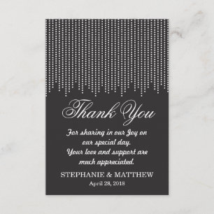 Tarjeta De Agradecimiento Confetti elegante, simple, negro y blanco cayendo