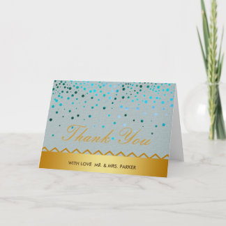 Tarjeta De Agradecimiento Confetti Linen Gold Purpurina Faux Boda Gracias