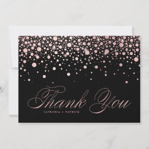 Tarjeta De Agradecimiento Confetti moderno Rosa Relieve metalizado dorado ca