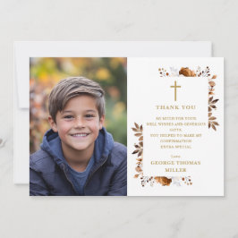 Tarjeta De Agradecimiento Confirmación de foto floral boho elegante de otoño