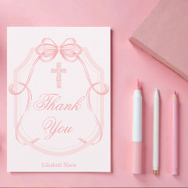 Tarjeta De Agradecimiento Confirmación de la cinta de opciones cruzada rosad