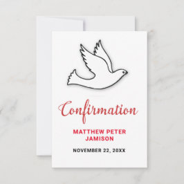 Tarjeta De Agradecimiento Confirmación gracias Dove con rojo