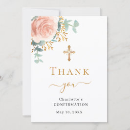 Tarjeta De Agradecimiento Confirmación rosa floral foto niña