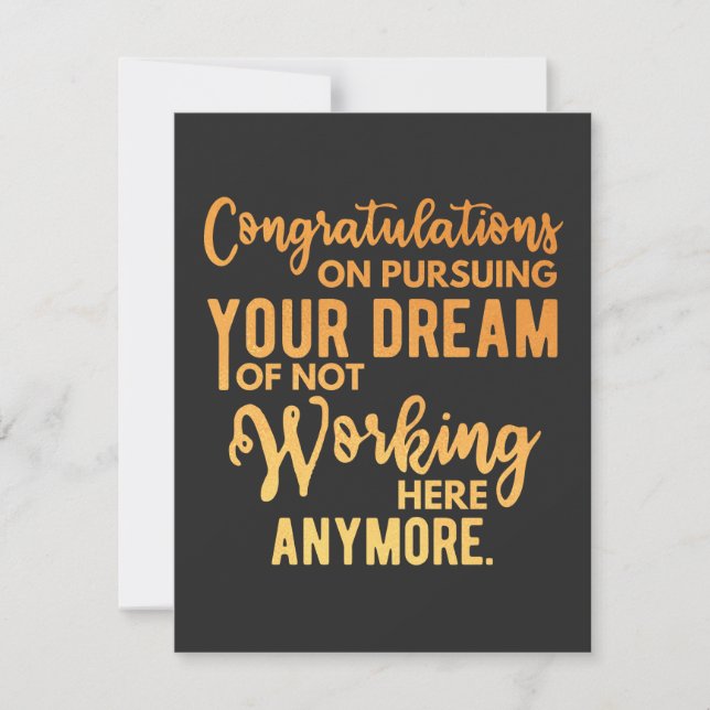 Tarjeta De Agradecimiento Congratulations on Pursuing Your Dream (Anverso)