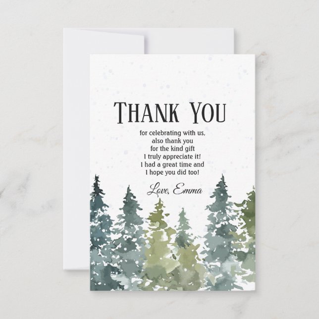 Tarjeta De Agradecimiento Conífero, Pino Árbol, Evergreen (Anverso)