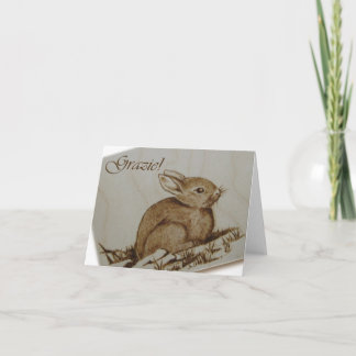 Tarjeta De Agradecimiento ¡Coniglietto - Grazie! - Pirografia