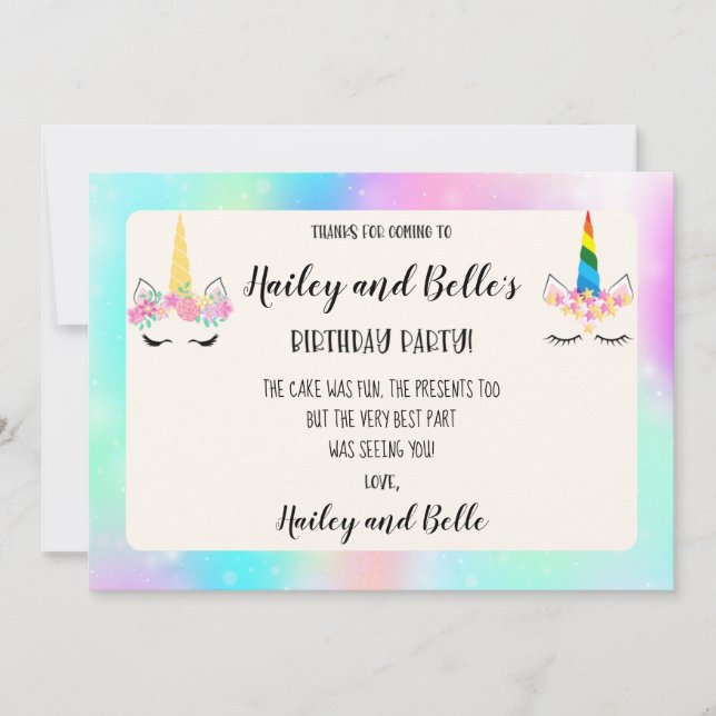 Tarjeta de agradecimiento conjunta de cumpleaños d (Anverso)