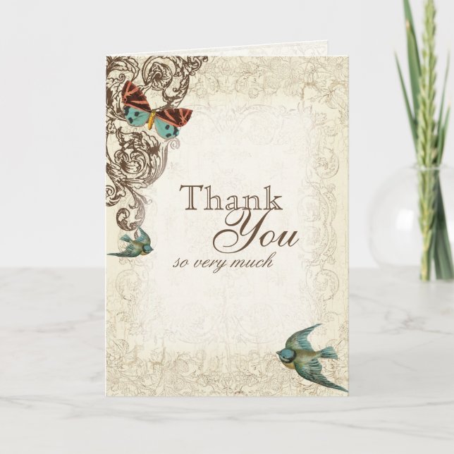 Tarjeta De Agradecimiento Conjunto Boda Botanica - Cream Tan (Anverso)