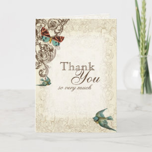 Tarjeta De Agradecimiento Conjunto Boda Botanica - Cream Tan
