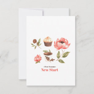 Tarjeta De Agradecimiento Conjunto de ilustraciones acuarelas con flores de