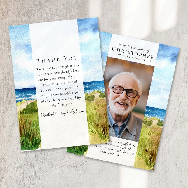Tarjeta De Agradecimiento Conmemoración del funeral de la foto de Beach Ocea (Subido por el creador)