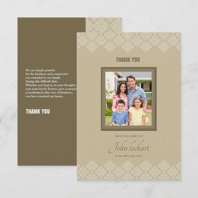 Tarjeta de agradecimiento conmemorativa (Anverso / Reverso)