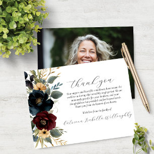Tarjeta de agradecimiento conmemorativa con foto f