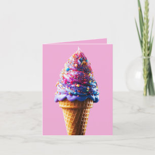 Tarjeta De Agradecimiento Cono De Crema De Hielo Púrpura