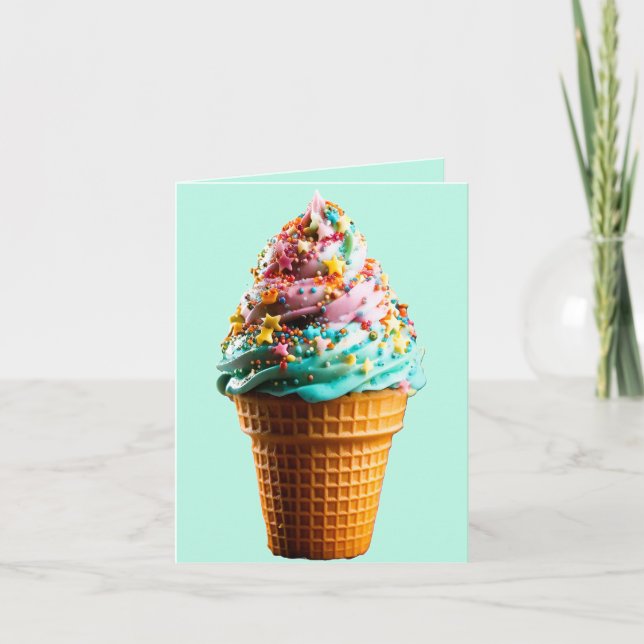 Tarjeta De Agradecimiento Cono de helado verde (Anverso)