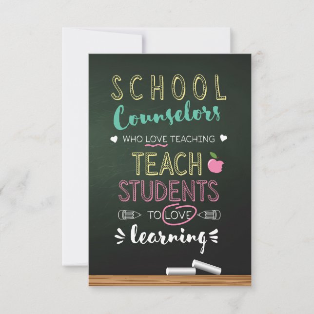 Tarjeta De Agradecimiento Consejeros escolares que aman la enseñanza (Anverso)