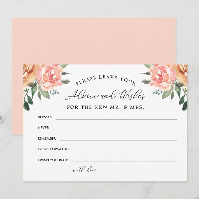 Tarjeta De Agradecimiento Consejos y deseos florales de Rubor y Gold (Anverso / Reverso)
