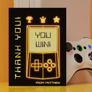 Tarjeta De Agradecimiento Consola de juegos con brillo amarillo