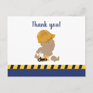 Tarjeta De Agradecimiento Construcción Baby Boy Baby Shower
