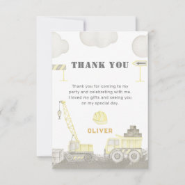 Tarjeta De Agradecimiento Construcción Divertida Cumpleaños Niño Fiesta de C