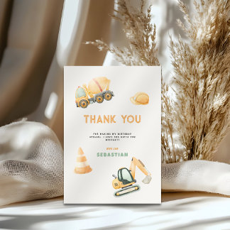 Tarjeta De Agradecimiento Construction Dump Truck Party Boy First Birthday