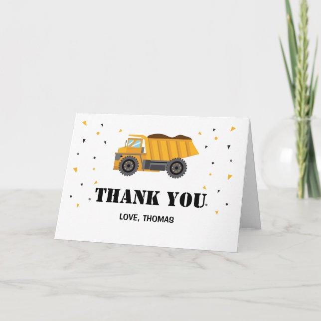 Tarjeta De Agradecimiento Construction truck excavator Thank you card (Anverso)