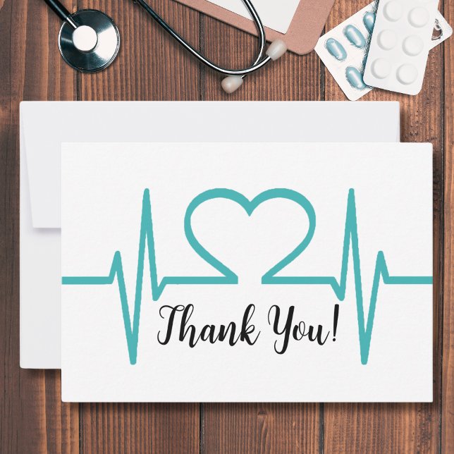 Tarjeta De Agradecimiento Consulta médica de enfermería moderna Servicios mé (Modern Heart Beat Nurse Doctor Healthcare Medical Thank You Card)
