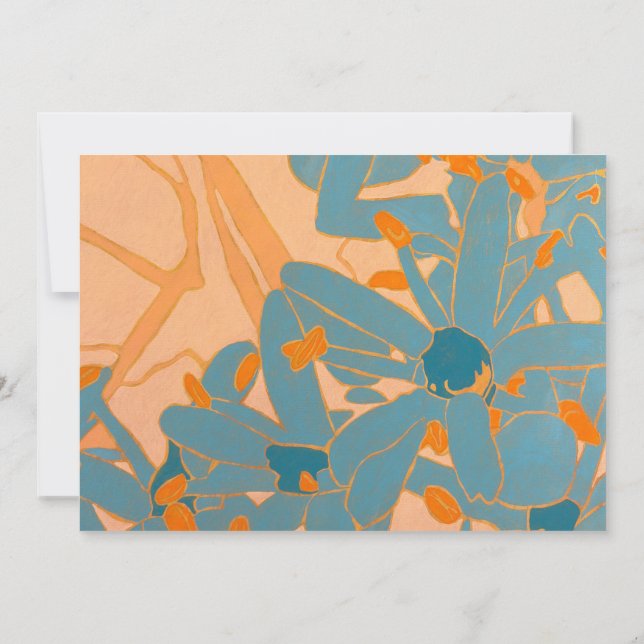 Tarjeta De Agradecimiento Contemporary Leaf Design Peach (Reverso)