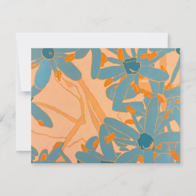 Tarjeta De Agradecimiento Contemporary Leaf Design Peach (Anverso)