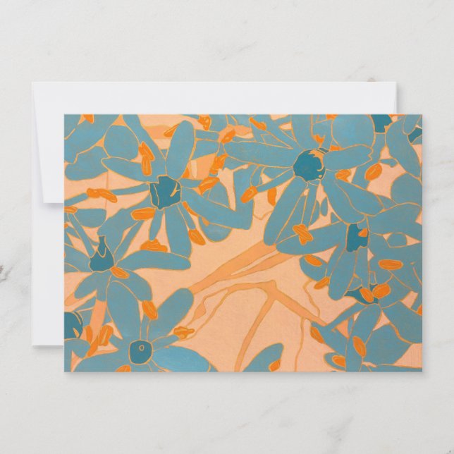 Tarjeta De Agradecimiento Contemporary Leaf Design Peach (Anverso)
