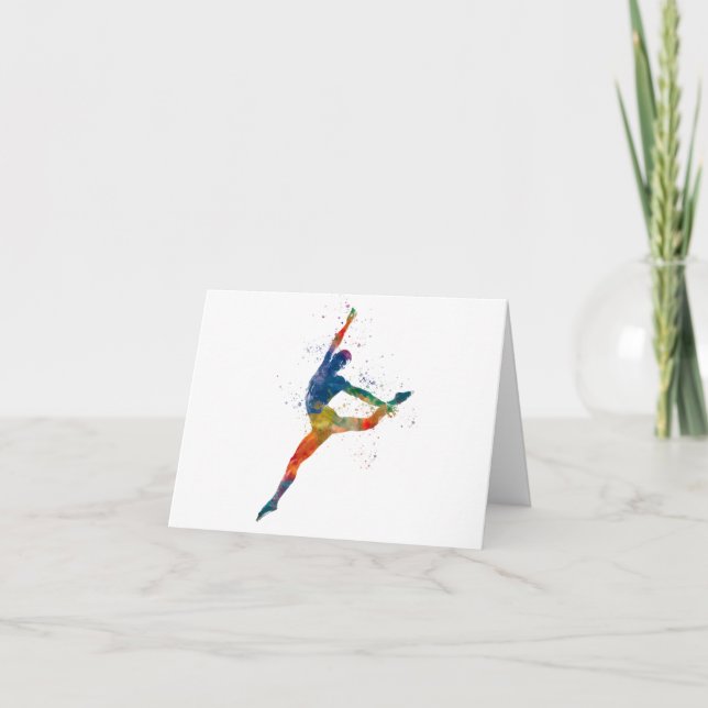 Tarjeta De Agradecimiento Contemporary male dance in watercolor (Anverso)
