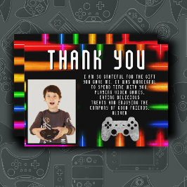 Tarjeta De Agradecimiento Controlador de videojuegos Neon Gaming Photo Birda