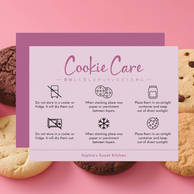 Tarjeta De Agradecimiento Cookie Care Instructions Dusty Pink Minimalist (Subido por el creador)