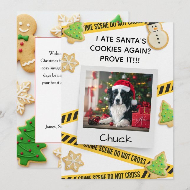 Tarjeta De Agradecimiento Cookie Crime Scene Funny Dog Christmas Card (Anverso / Reverso)