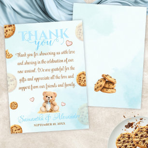 Tarjeta De Agradecimiento Cookies and Milk Baby Shower - Teddy Bear Baby Sho
