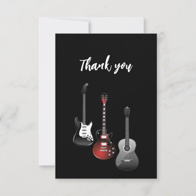 Tarjeta De Agradecimiento Cool Electric Guitars for Music Thank You (Anverso)